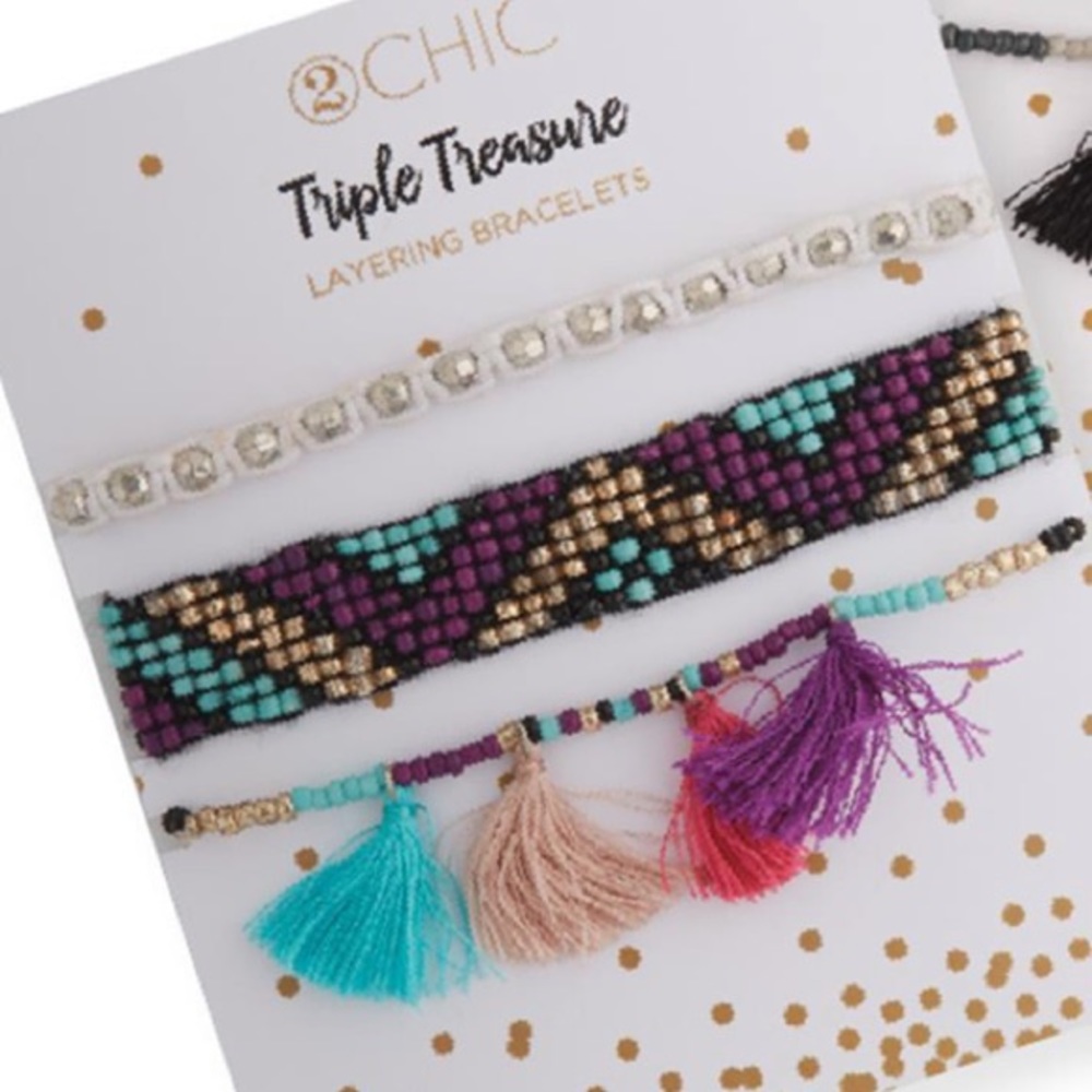 2 Chic Triple Treasure Layering Bracelets